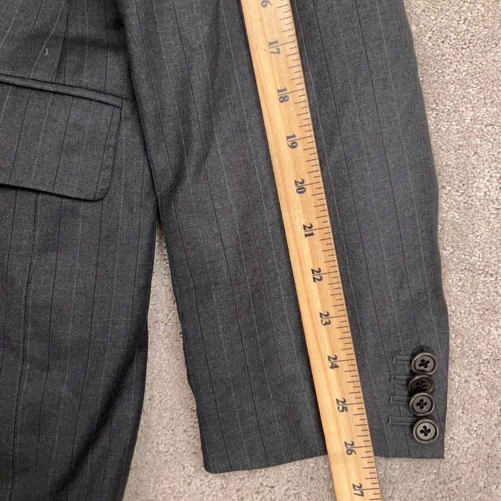 Piattelli‎ Barneys Mens Suit 54L Charcoal Purple Pinstripe Reda Italy